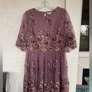 Baltic Born XL Mauve Duchesse Embroidered Tulle Dress NWT
